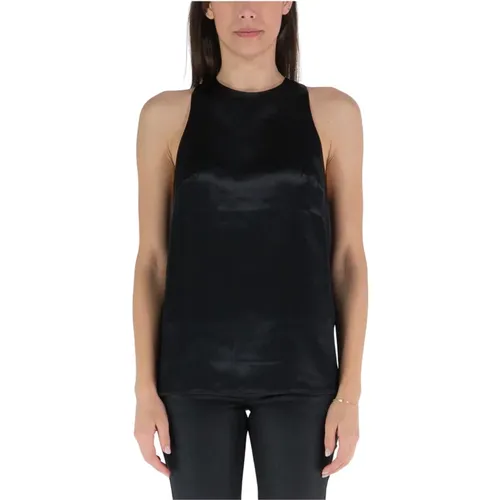 Satin Silk Top with Open Shoulders , female, Sizes: L, M, S - Loulou Studio - Modalova