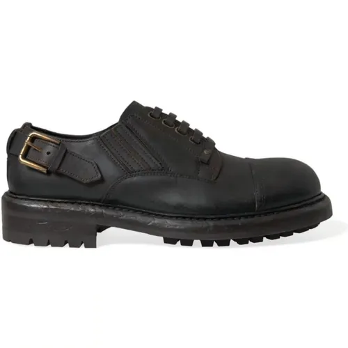 Leather Lace Up Derby Dress Shoes , male, Sizes: 6 UK - Dolce & Gabbana - Modalova