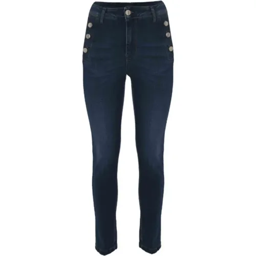 Klassische Skinny Jeans mit Dekorativen Knöpfen , Damen, Größe: W25 - Kocca - Modalova