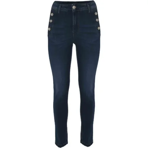 Klassische Skinny Jeans mit Dekorativen Knöpfen , Damen, Größe: W26 - Kocca - Modalova