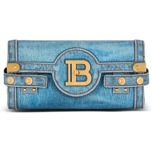 B-Buzz Pouch 23 aus Canvas mit Denim-Print - Balmain - Modalova