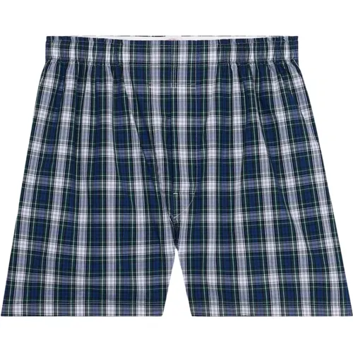 Weiße und blaue Baumwoll-Popeline-Tartan-Boxershorts - Brooks Brothers - Modalova