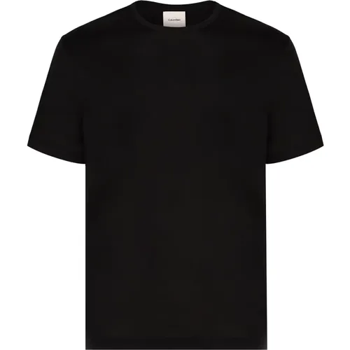 Baumwoll Crew-neck T-shirt , Herren, Größe: L - Calvin Klein - Modalova