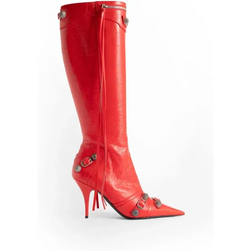 Rote Cagole 90mm Stiefel mit Nieten - Balenciaga - Modalova
