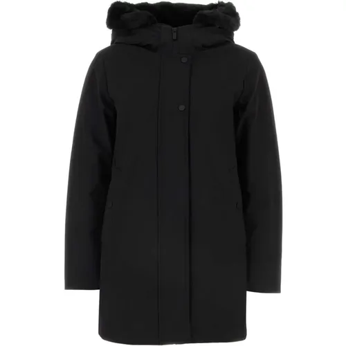 Schwarze Stretch-Daunenjacke , Damen, Größe: S - Woolrich - Modalova