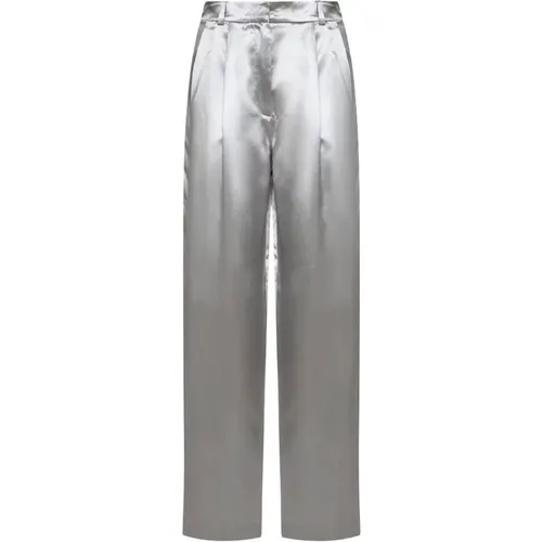 Metallic Finish Silk Trousers , female, Sizes: S, M, XS - Loulou Studio - Modalova