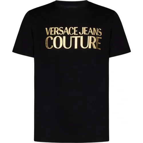 Schwarzes Aw23 Herren T-Shirt Upgrade , Herren, Größe: S - Versace Jeans Couture - Modalova