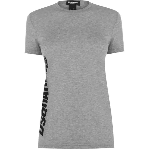 Grey Logo T-Shirt , female, Sizes: M - Dsquared2 - Modalova