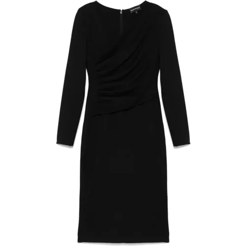 Schwarzes Jerseykleid mit Asymmetrischem Ausschnitt , Damen, Größe: L - Emporio Armani - Modalova