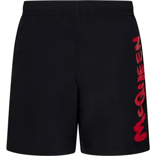 Swim Shorts with Red Logo , male, Sizes: L, M, S - alexander mcqueen - Modalova