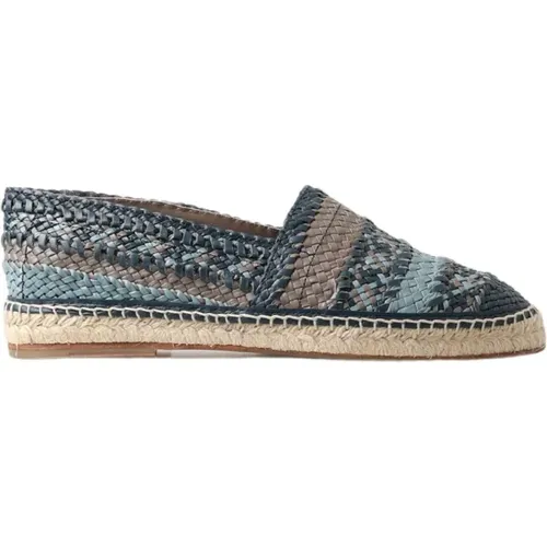 Blau Graue Leder Buffalo Espadrille Schuhe , Damen, Größe: 40 EU - Dolce & Gabbana - Modalova