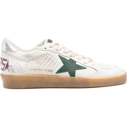 Weiße Ledersneaker Grüner Stern - Golden Goose - Modalova