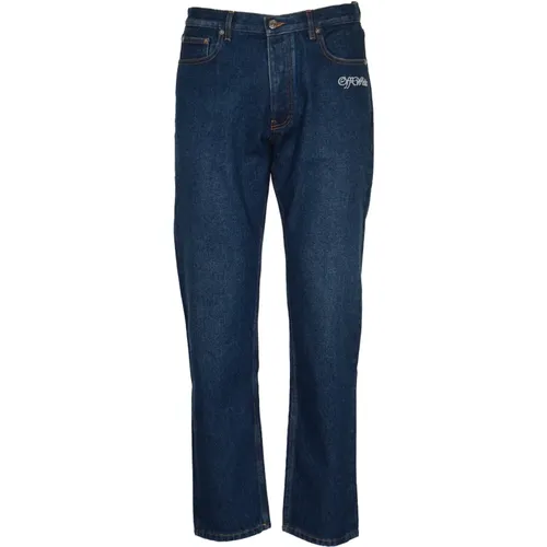 Script Tapered Jeans Medium , male, Sizes: W32, W31, W34, W33 - Off White - Modalova