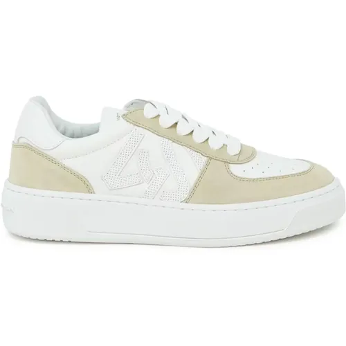 White/Beige Leather Courtside Monogram Sneaker , female, Sizes: 7 UK, 2 UK - Stuart Weitzman - Modalova