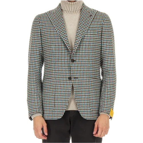Wool Houndstooth Jacket Italy Made , male, Sizes: L, M, 2XL, XL - Tagliatore - Modalova