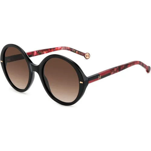 Schwarze Rot/Braun Getönte Sonnenbrille , Damen, Größe: 55 MM - Carolina Herrera - Modalova