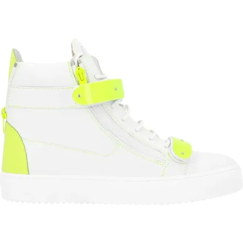 Leather Sneakers with Velcro Strap , male, Sizes: 11 UK, 8 1/2 UK, 6 1/2 UK - giuseppe zanotti - Modalova