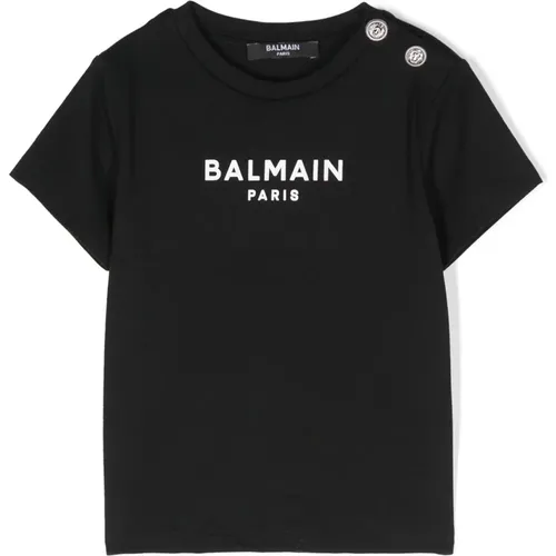 Schwarzes Logo Print T-shirt Polo - Balmain - Modalova
