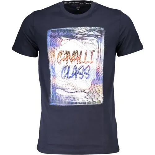 Printed Logo Round Neck T-Shirt , male, Sizes: L, XL, 2XL, M - Cavalli Class - Modalova