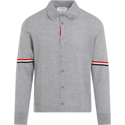 Graues Mélange Button-Down Hemd - Thom Browne - Modalova