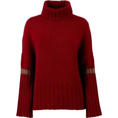 Damen einfarbiger roter Rollkragenpullover - Gallo - Modalova