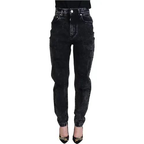 Schwarze High-Waist Denim Jeans , Damen, Größe: S - Dolce & Gabbana - Modalova
