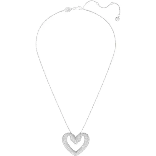 Herz Anhänger Halskette Weiß Silber - Swarovski - Modalova