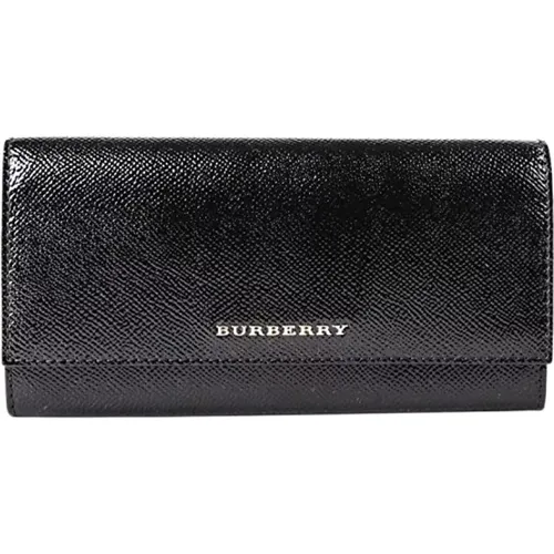 Elegante Schwarze Leder Brieftasche/Kartenhalter , Damen, Größe: ONE Size - Burberry - Modalova