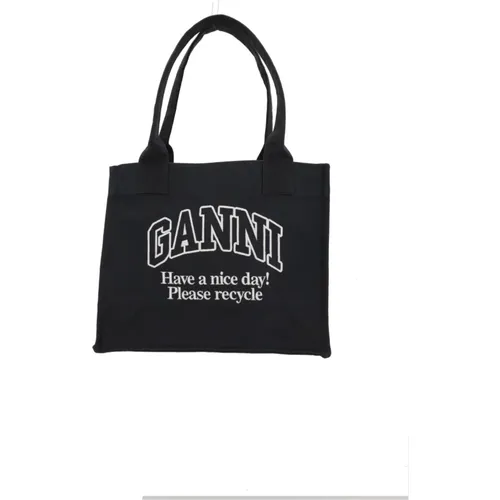 Canvas Tote Bag with Front Logo , female, Sizes: ONE SIZE - Ganni - Modalova