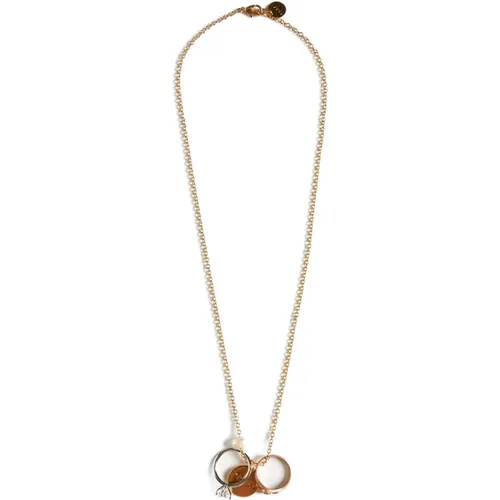 Ring-Pendant Chain Necklace with Logo Embellishment , female, Sizes: ONE SIZE - Marni - Modalova