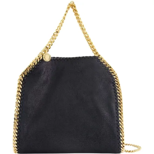 Schwarze Mini Tote Tasche mit Goldkette - Stella Mccartney - Modalova