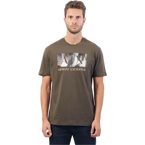 T-shirt with Round Neck Logo , male, Sizes: 2XL, L, M, S, XL - Armani Exchange - Modalova