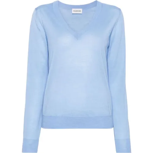 Klar Blauer Wolle-Seide Mix Pullover , Damen, Größe: L - P.a.r.o.s.h. - Modalova