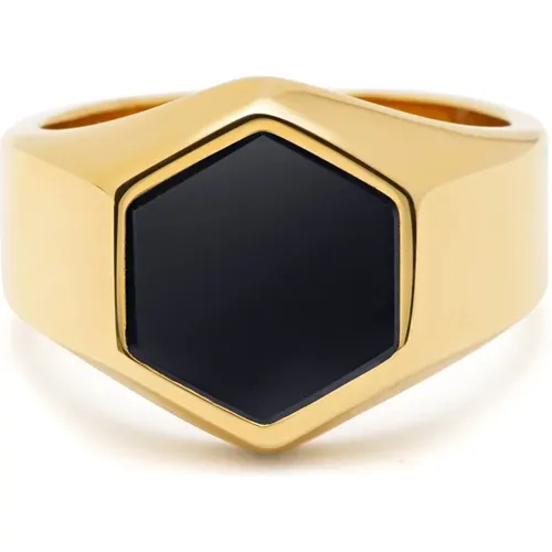 Hexagon Onyx Gold Ring , Herren, Größe: 62 MM - Nialaya - Modalova