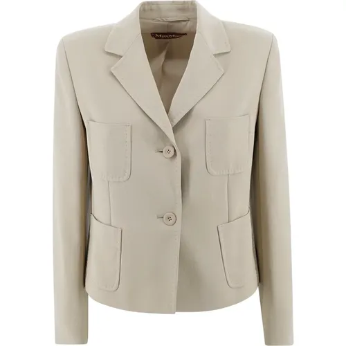 Boxy Cady Jacke Creme , Damen, Größe: S - Max Mara Studio - Modalova