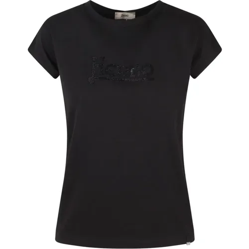 Jersey T-Shirt mit Strass-Logo , Damen, Größe: 2XS - Herno - Modalova