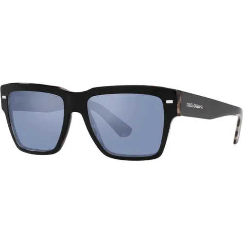 Schwarze Avana/Lichtblaue Sonnenbrille , Herren, Größe: 55 MM - Dolce & Gabbana - Modalova