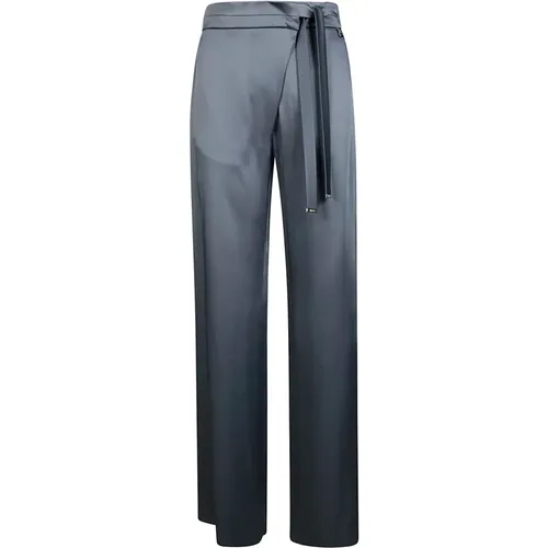 Asymmetrische Satin Weite Hose , Damen, Größe: S - Herno - Modalova