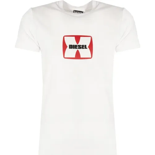 Elegantes Rundhals bedrucktes T-Shirt , Herren, Größe: M - Diesel - Modalova