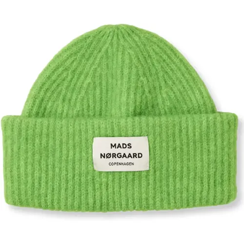 Bright Lime Knitted Hat , female, Sizes: ONE SIZE - Mads Nørgaard - Modalova