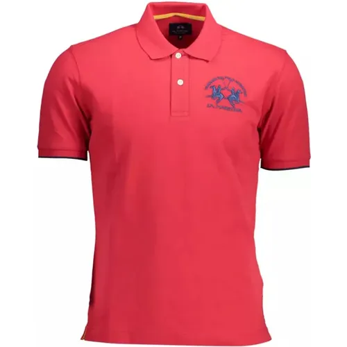 Rotes Baumwoll-Poloshirt mit Stickerei , Herren, Größe: L - LA MARTINA - Modalova