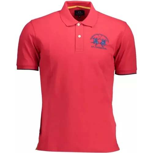 Rotes Baumwoll-Poloshirt mit Stickerei , Herren, Größe: M - LA MARTINA - Modalova