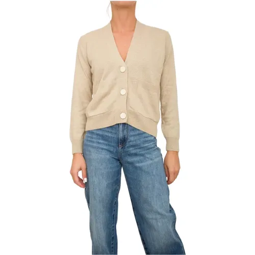 Goldener Cardigan Eleganter Stil , Damen, Größe: L - Armani Exchange - Modalova