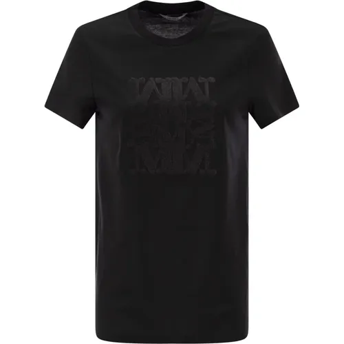 Baumwoll T-Shirt mit Frontaler Stickerei - Max Mara - Modalova