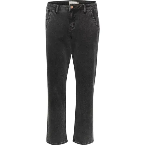 Curved Fit Black Washed Denim Jeans , female, Sizes: W27, W29, W26, W24, W33, W28, W25 - Cream - Modalova