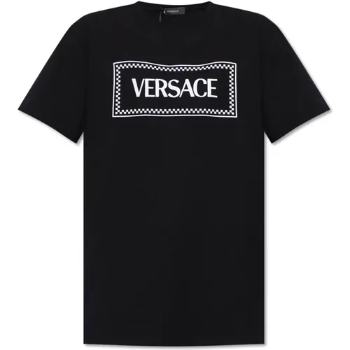 T-Shirt mit Logo , Damen, Größe: M - Versace - Modalova