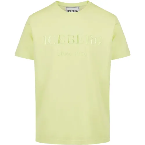 Gelbes T-Shirt mit gesticktem Logo , Herren, Größe: L - Iceberg - Modalova