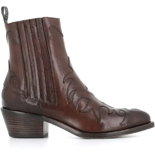 Braune Leder Texano Stiefel , Damen, Größe: 37 EU - Sartore - Modalova