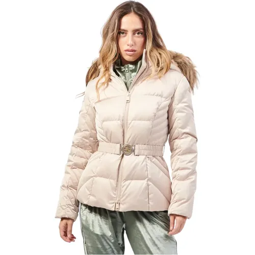 Technische Daunenjacke mit Abnehmbarer Kapuze , Damen, Größe: S - Guess - Modalova