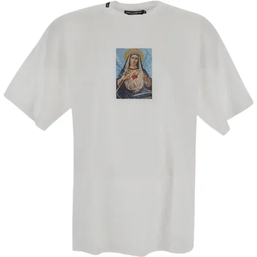 T-Shirt mit Virgin Print und Strass-Verzierungen - Dolce & Gabbana - Modalova